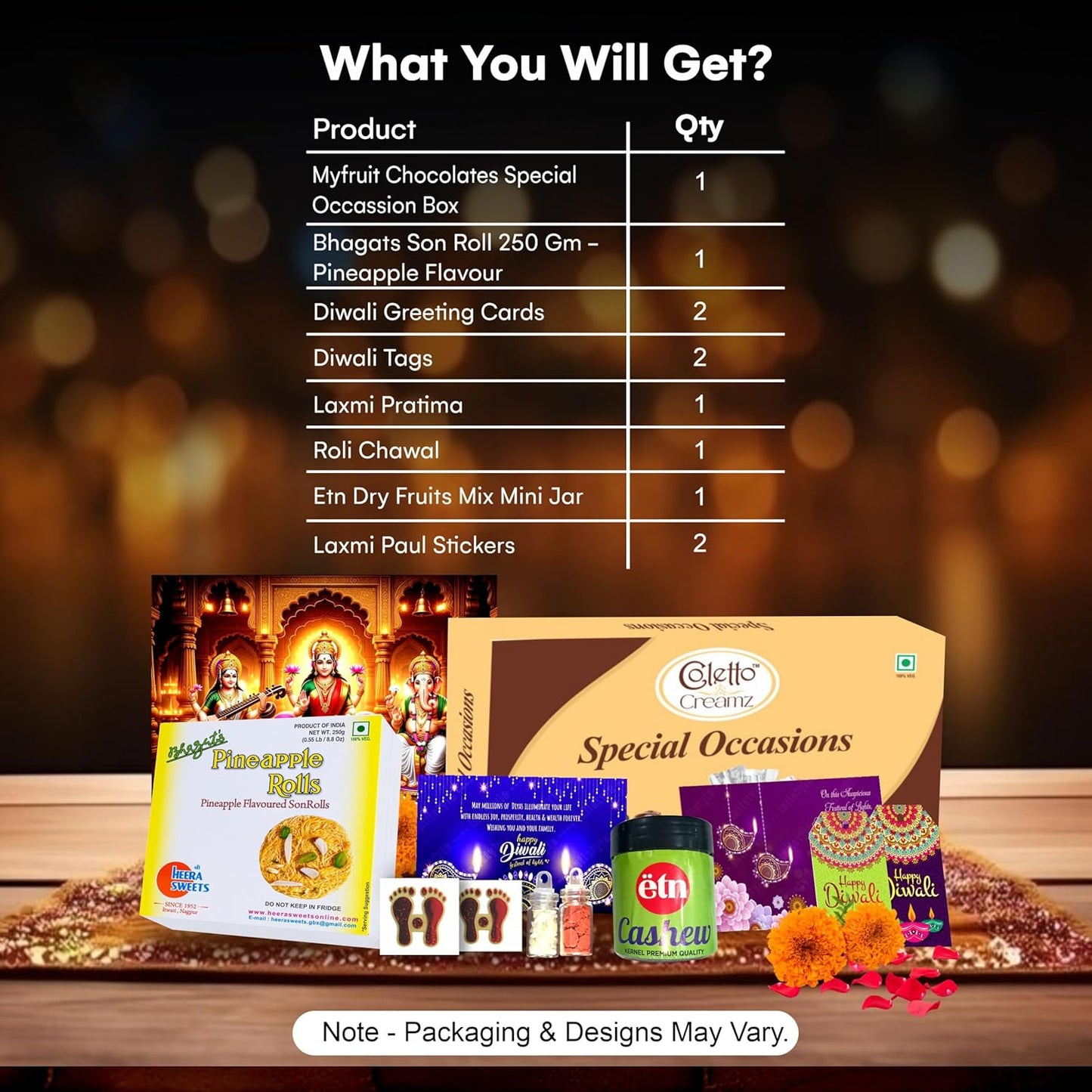 Diwali Sweets Hamper with Chocolates, Pineapple Son Roll & Dry Fruits