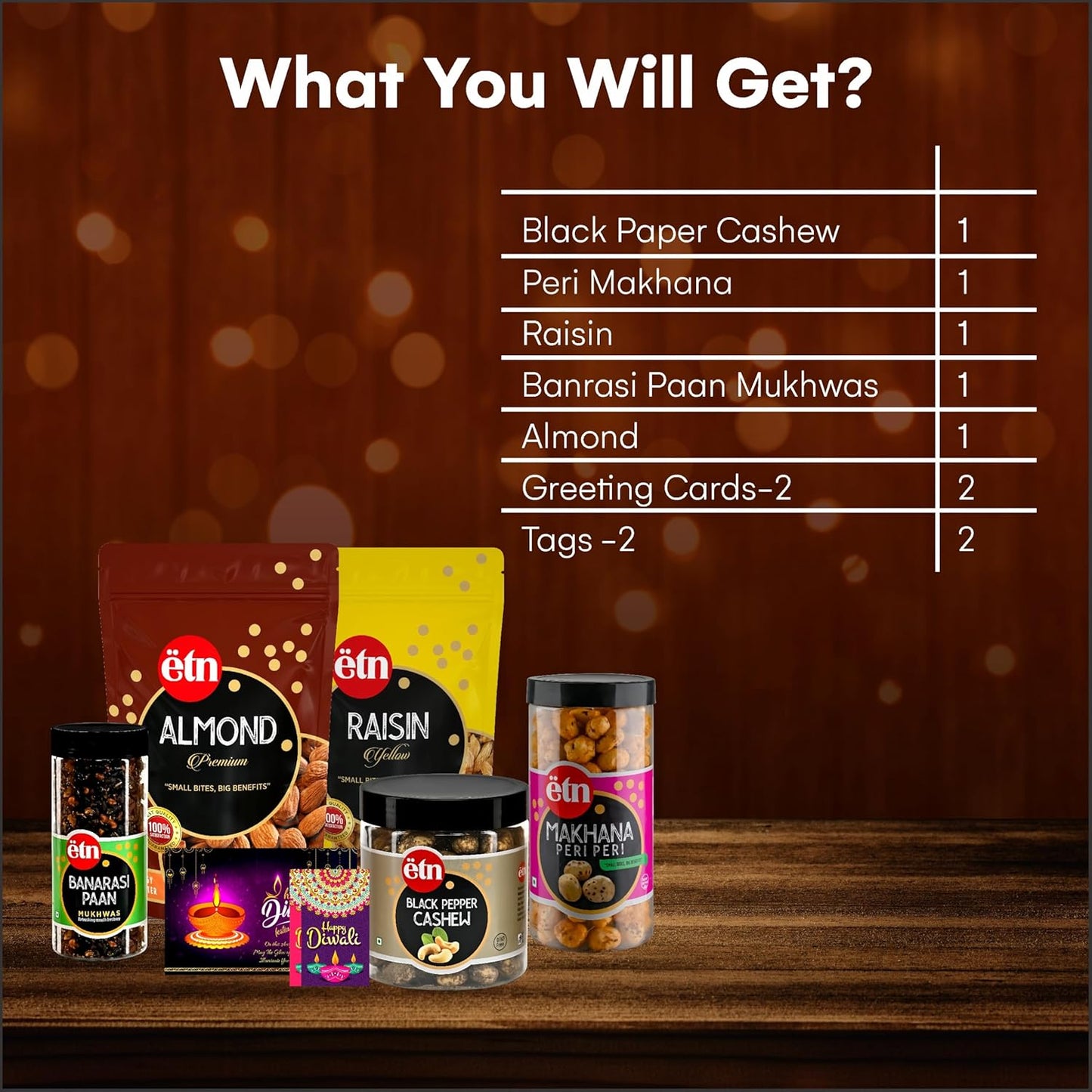 Diwali Dry Fruit Hamper with Cashew, Makhana, Almonds & Cards