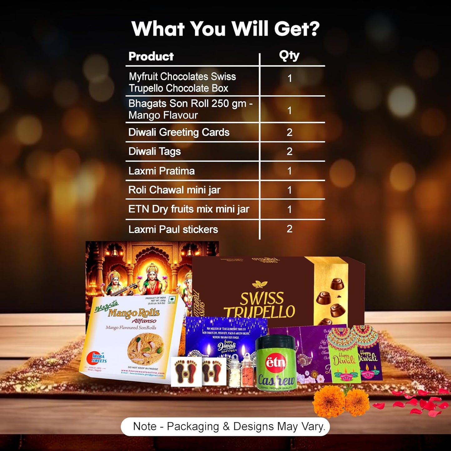 Diwali Sweets Hamper | 8 Premium Delights with Swiss Trupello, Mango Son Roll & Dry Fruits