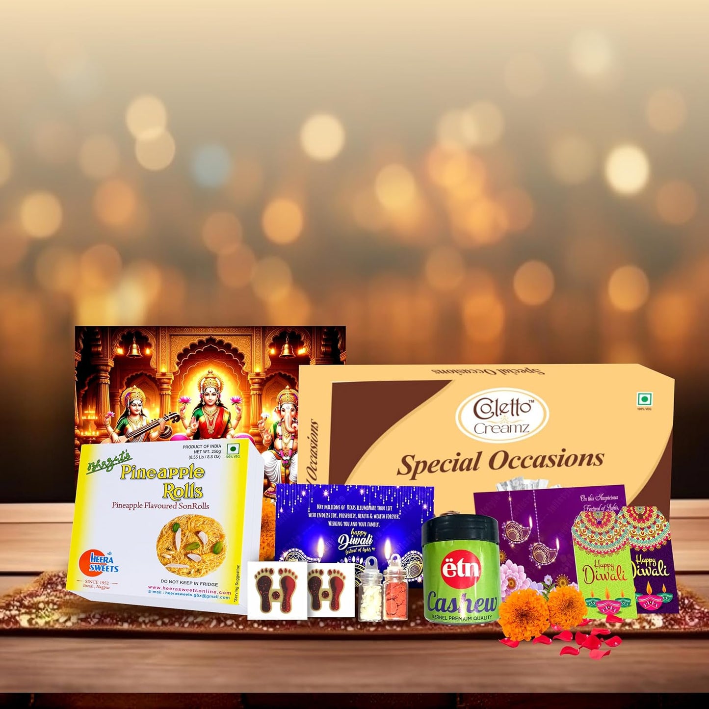 Diwali Sweets Hamper with Chocolates, Pineapple Son Roll & Dry Fruits