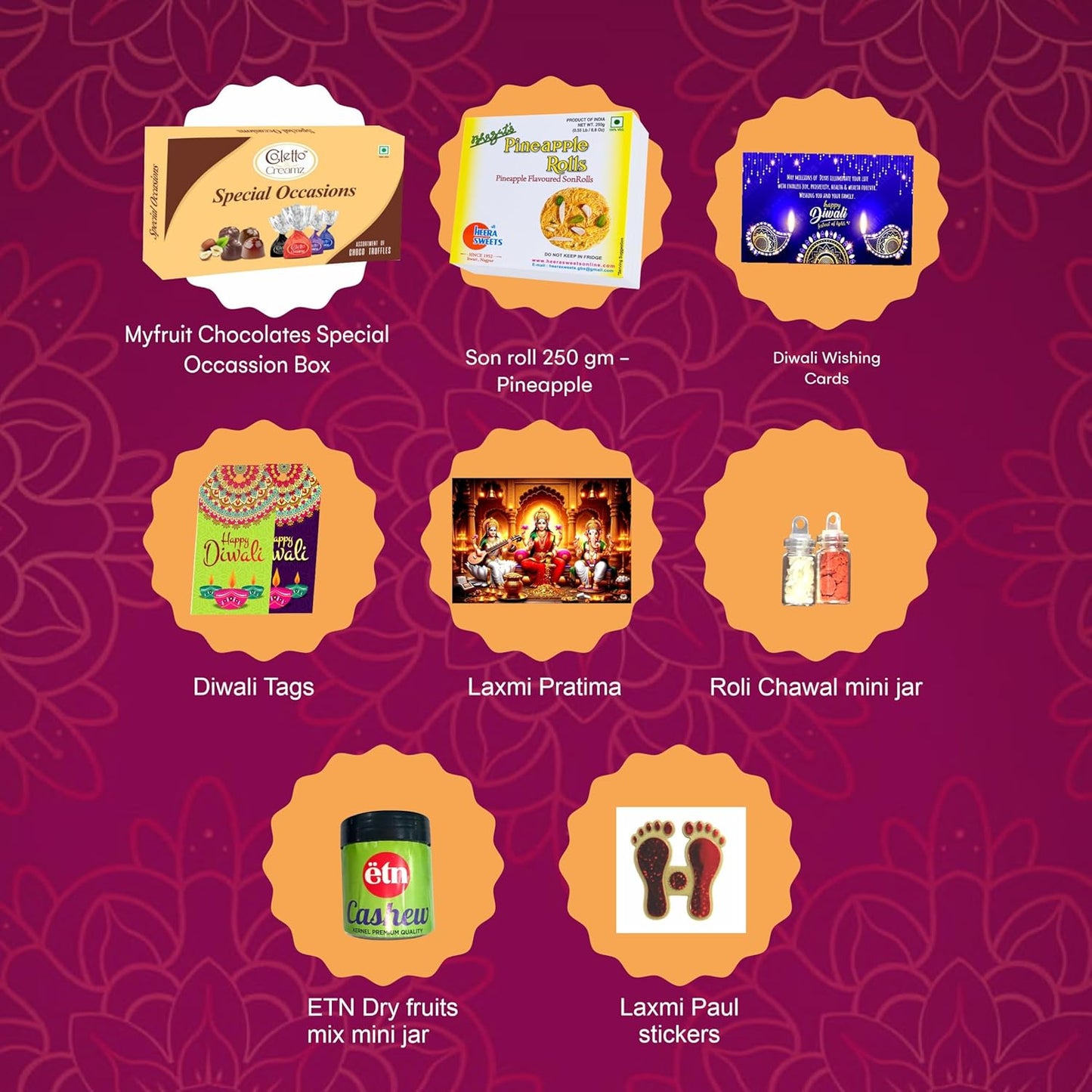 Diwali Sweets Hamper with Chocolates, Pineapple Son Roll & Dry Fruits