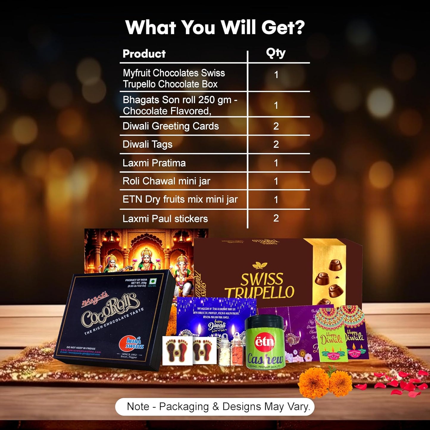 Diwali Sweets Hamper | 8 Festive Delights with Swiss Trupello, Sonroll & Dry Fruits
