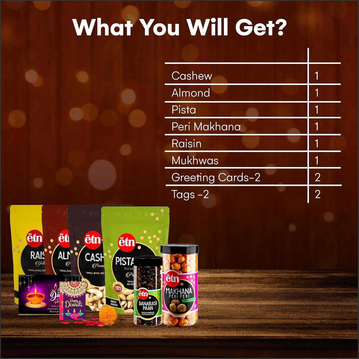 Diwali Dry Fruit Hamper with Cashew, Almonds, Pista & Cards