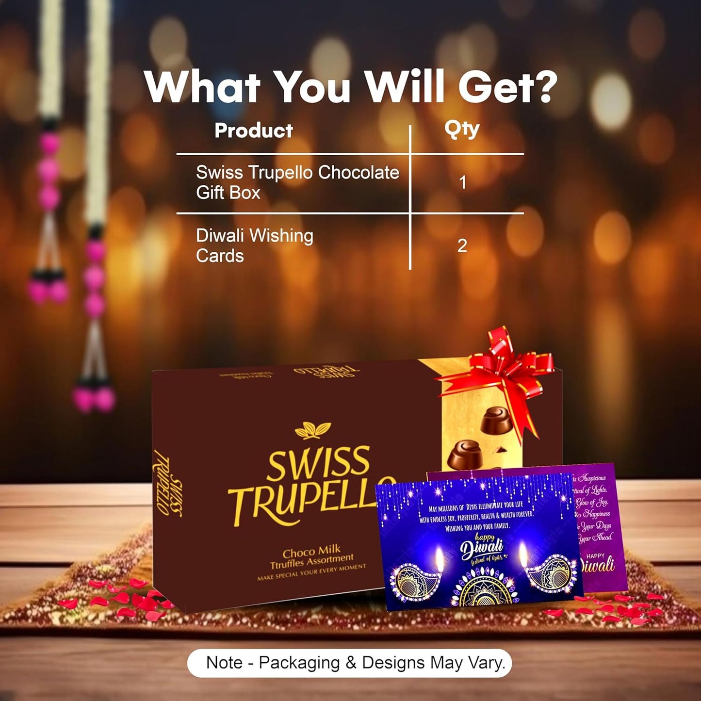 Diwali Chocolate Gift Hamper with Swiss Truffles & Cards