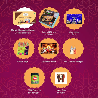 Diwali Sweets Hamper with Chocolates, Coconut Son Roll & Dry Fruits