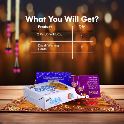 Diwali Sweets Hamper with Rose Son Roll & Cards
