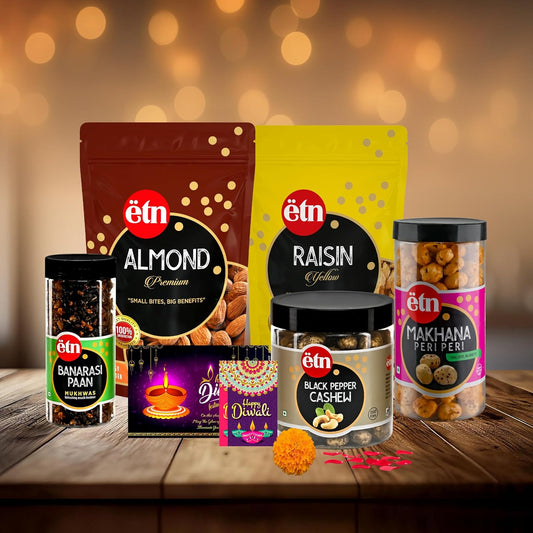 Diwali Dry Fruit Hamper with Cashew, Makhana, Almonds & Cards