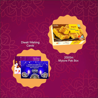 Diwali Sweets Hamper with Mysore Pak & Greeting Cards