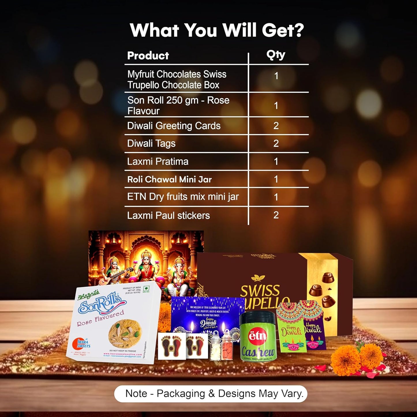 Diwali Sweets Hamper | 8 Festive Delights with Swiss Trupello, Rose Son Roll & Dry Fruits