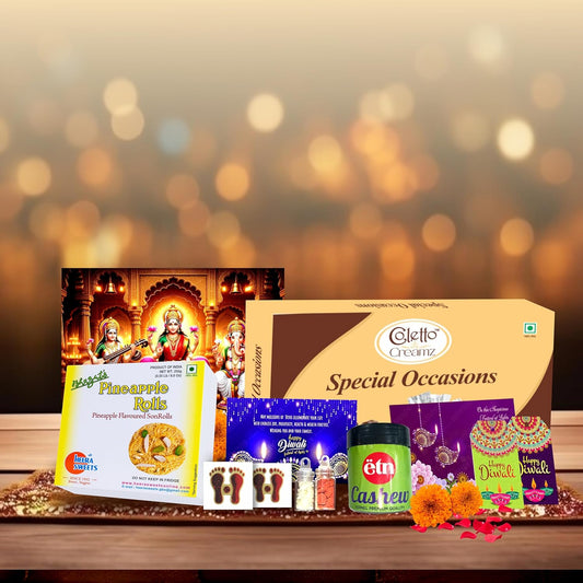 Diwali Sweets Hamper with Chocolates, Pineapple Son Roll & Dry Fruits