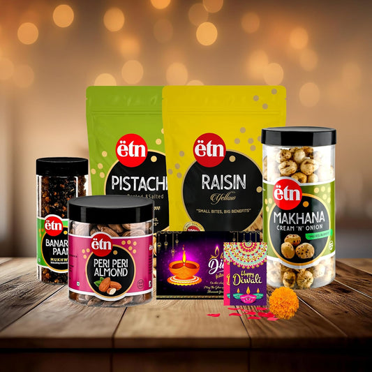 Diwali Dry Fruit Hamper with Pista, Almonds, Makhana & Cards