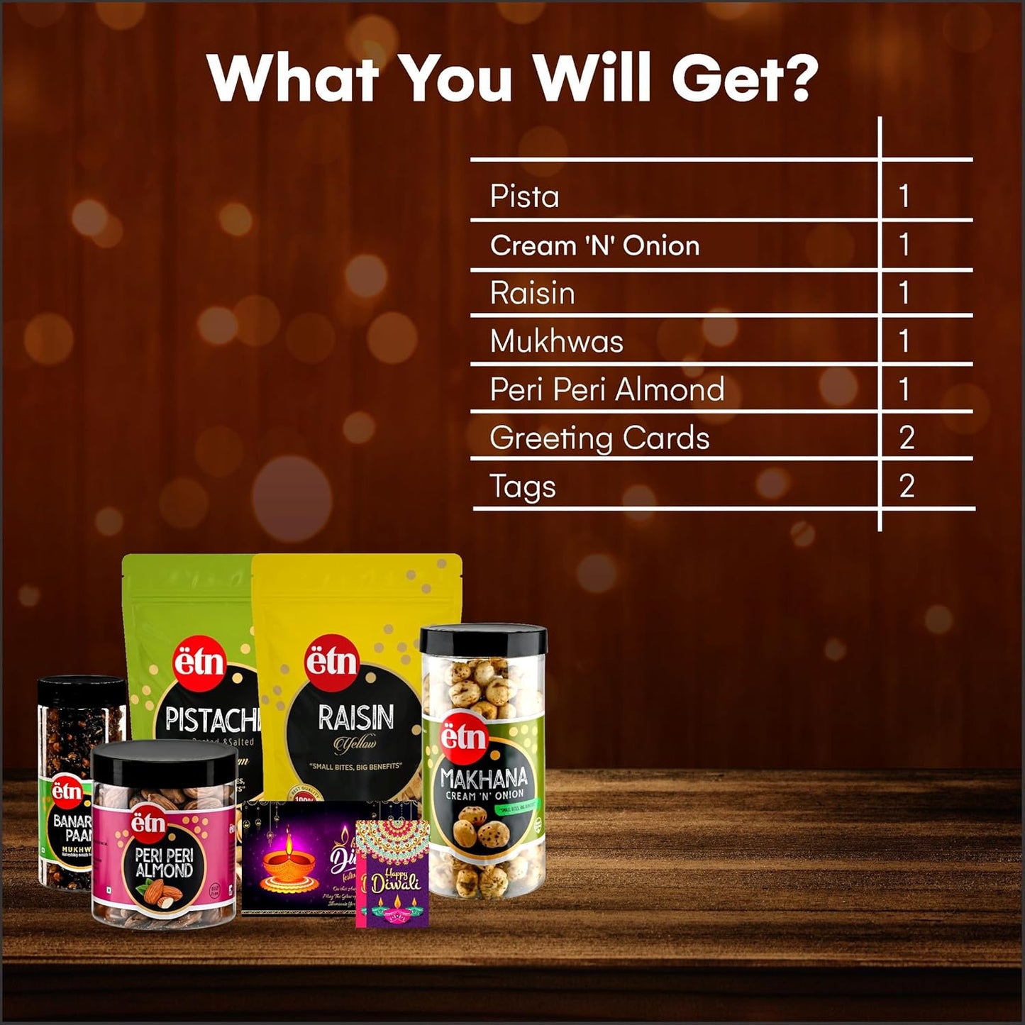 Diwali Dry Fruit Hamper with Pista, Almonds, Makhana & Cards