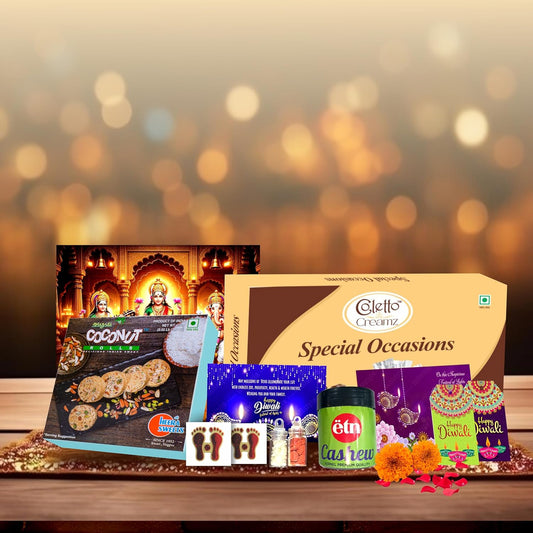 Diwali Sweets Hamper with Chocolates, Coconut Son Roll & Dry Fruits