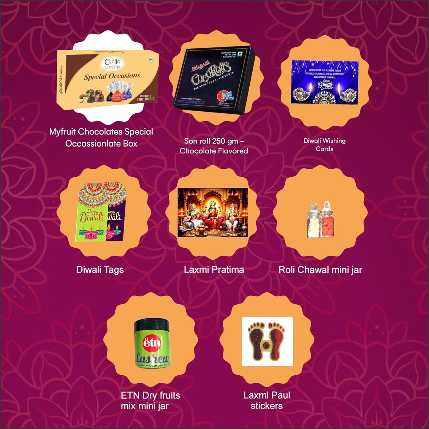 Diwali Sweets Hamper with Chocolates, Son Roll & Dry Fruits