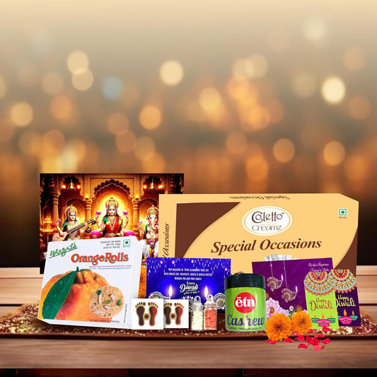 Diwali Sweets Hamper with Chocolates, Orange Son Roll & Dry Fruits