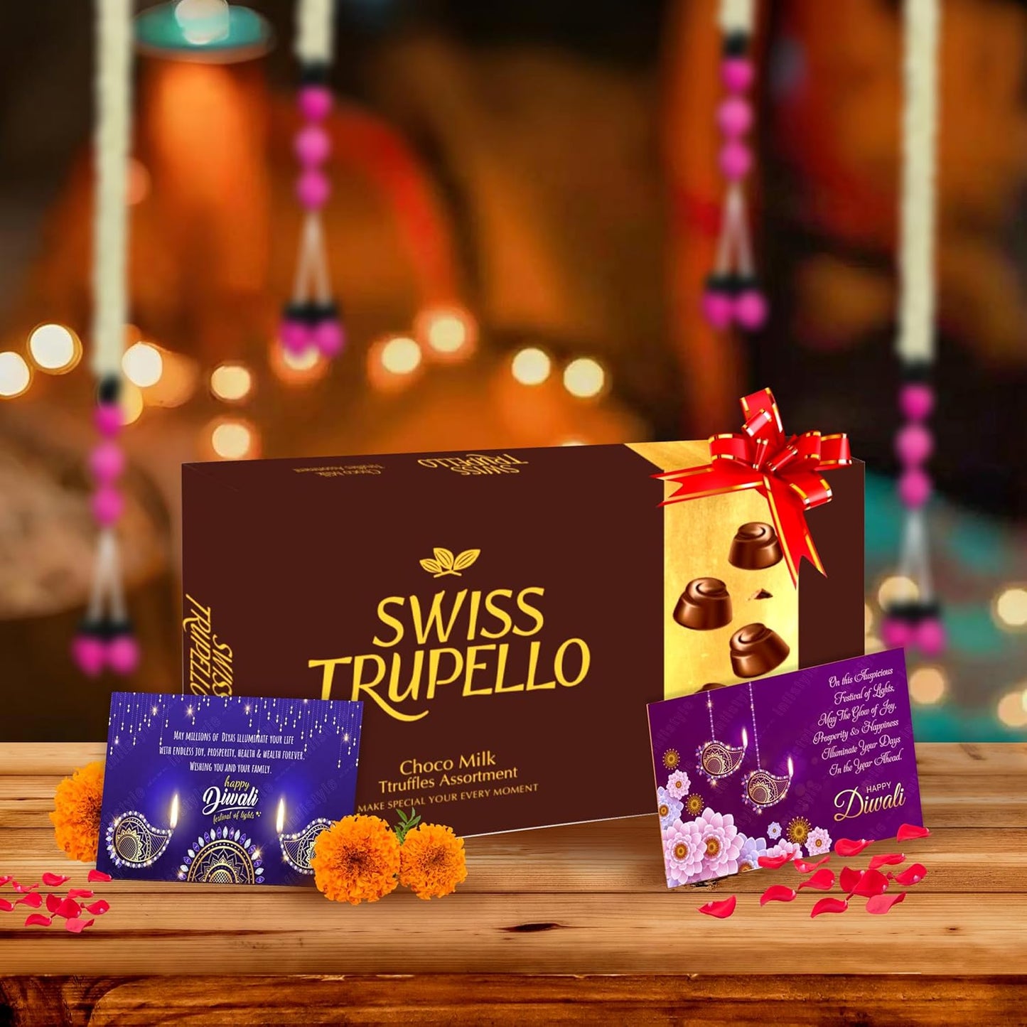 Diwali Chocolate Gift Hamper with Swiss Truffles & Cards