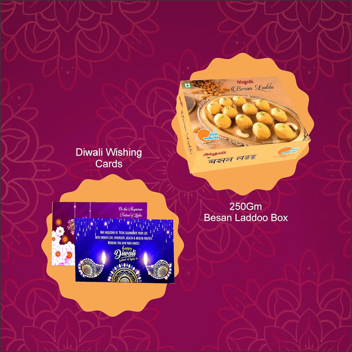 Diwali Sweets Hamper with Besan Laddoo & Cards
