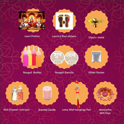 Diwali Puja & Decoration Gift Hamper – 10 Items