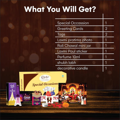 Diwali Gift Hamper | 8 Festive Items with Sweets, Candle, Perfume & Puja Essentials