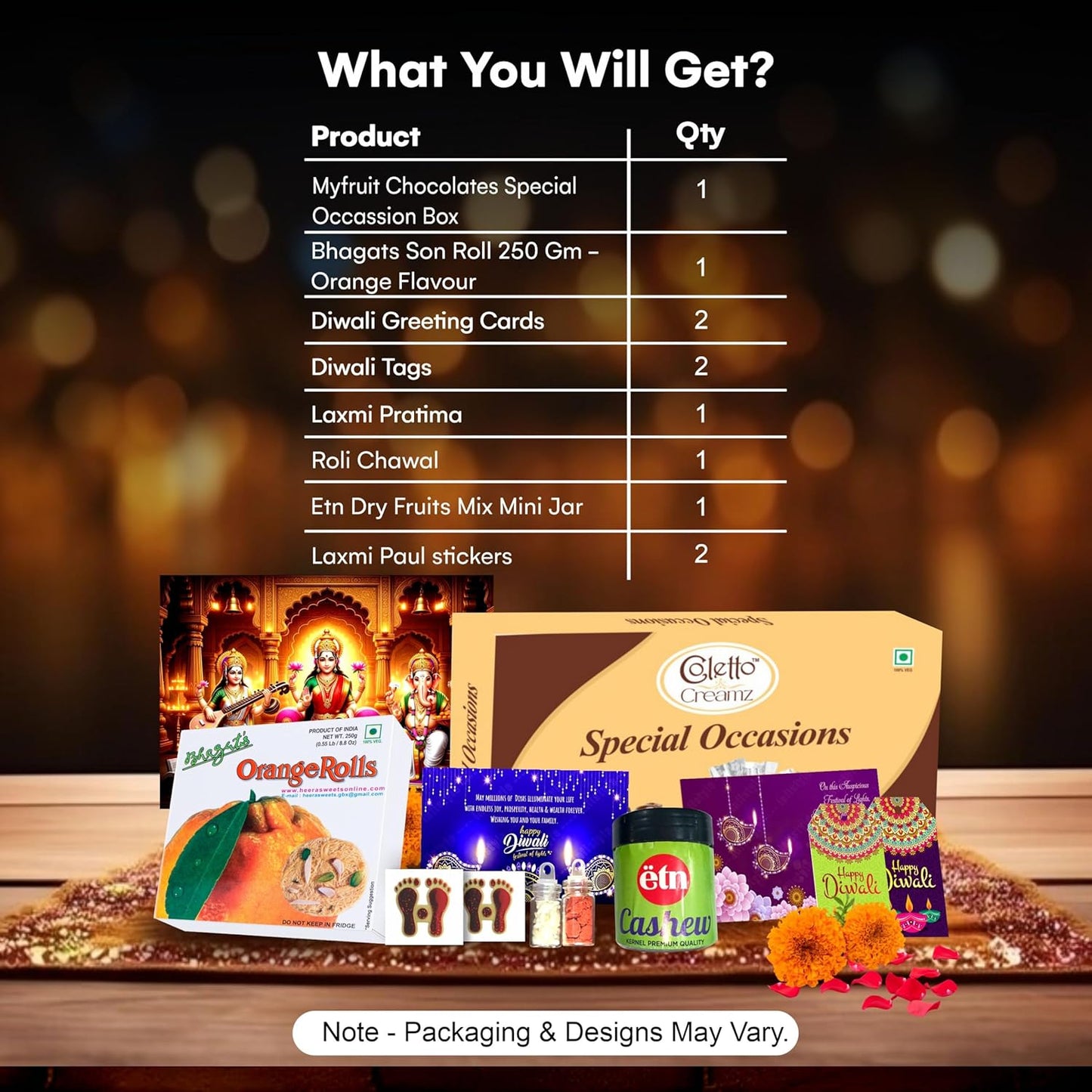 Diwali Sweets Hamper with Chocolates, Orange Son Roll & Dry Fruits
