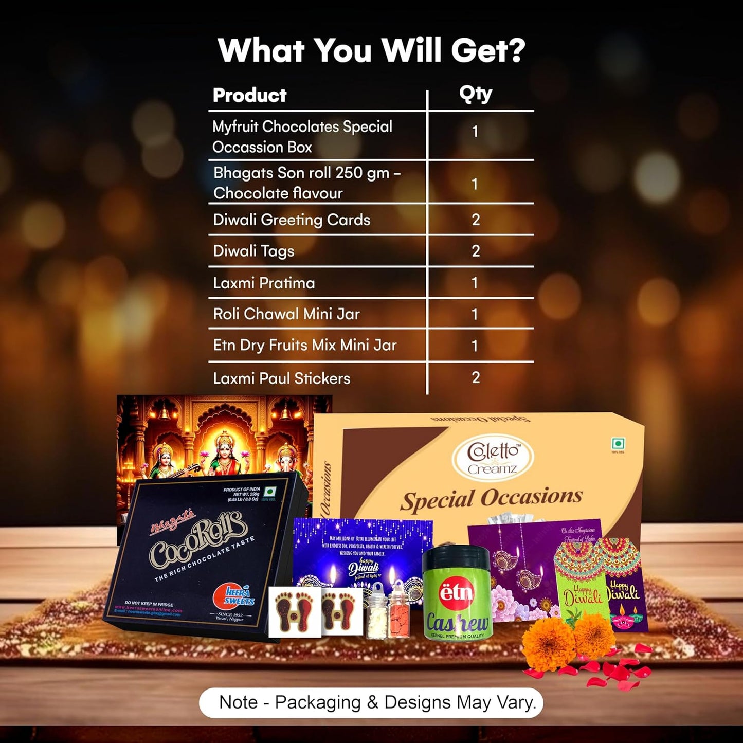 Diwali Sweets Hamper with Chocolates, Son Roll & Dry Fruits