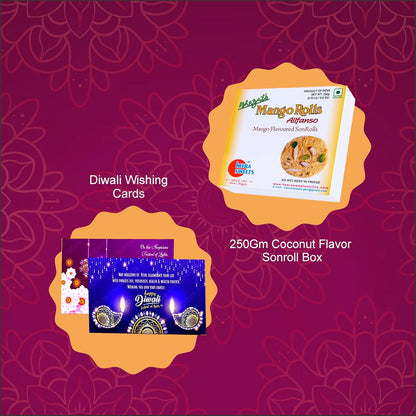 Diwali Sweets Gift Box with Mango Son Roll & Cards