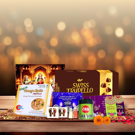 Diwali Sweets Hamper | 8 Premium Delights with Swiss Trupello, Mango Son Roll & Dry Fruits