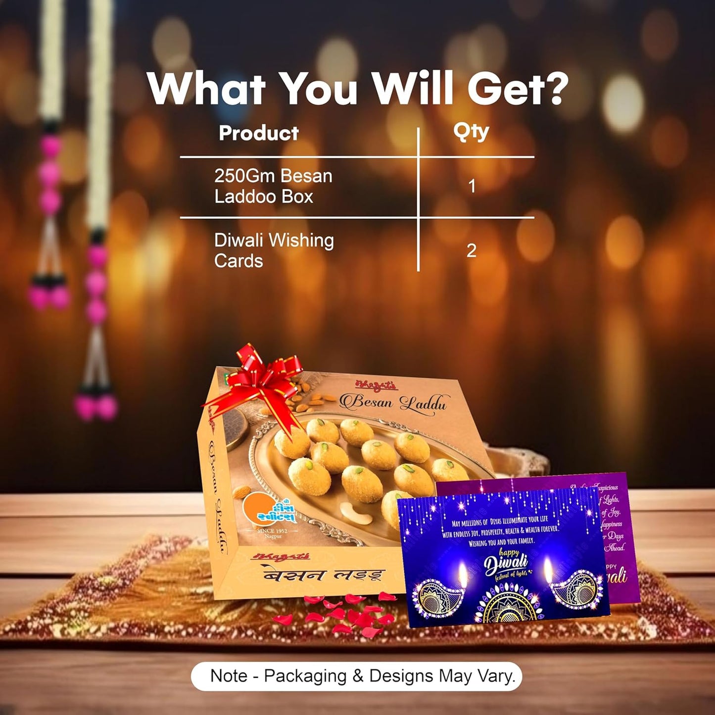 Diwali Sweets Hamper with Besan Laddoo & Cards