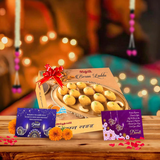 Diwali Sweets Hamper with Besan Laddoo & Cards