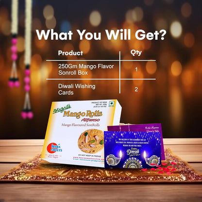 Diwali Sweets Gift Box with Mango Son Roll & Cards