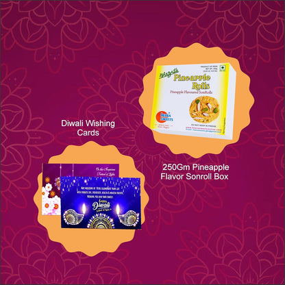 Diwali Sweets Gift Box with Pineapple Son Roll & Cards