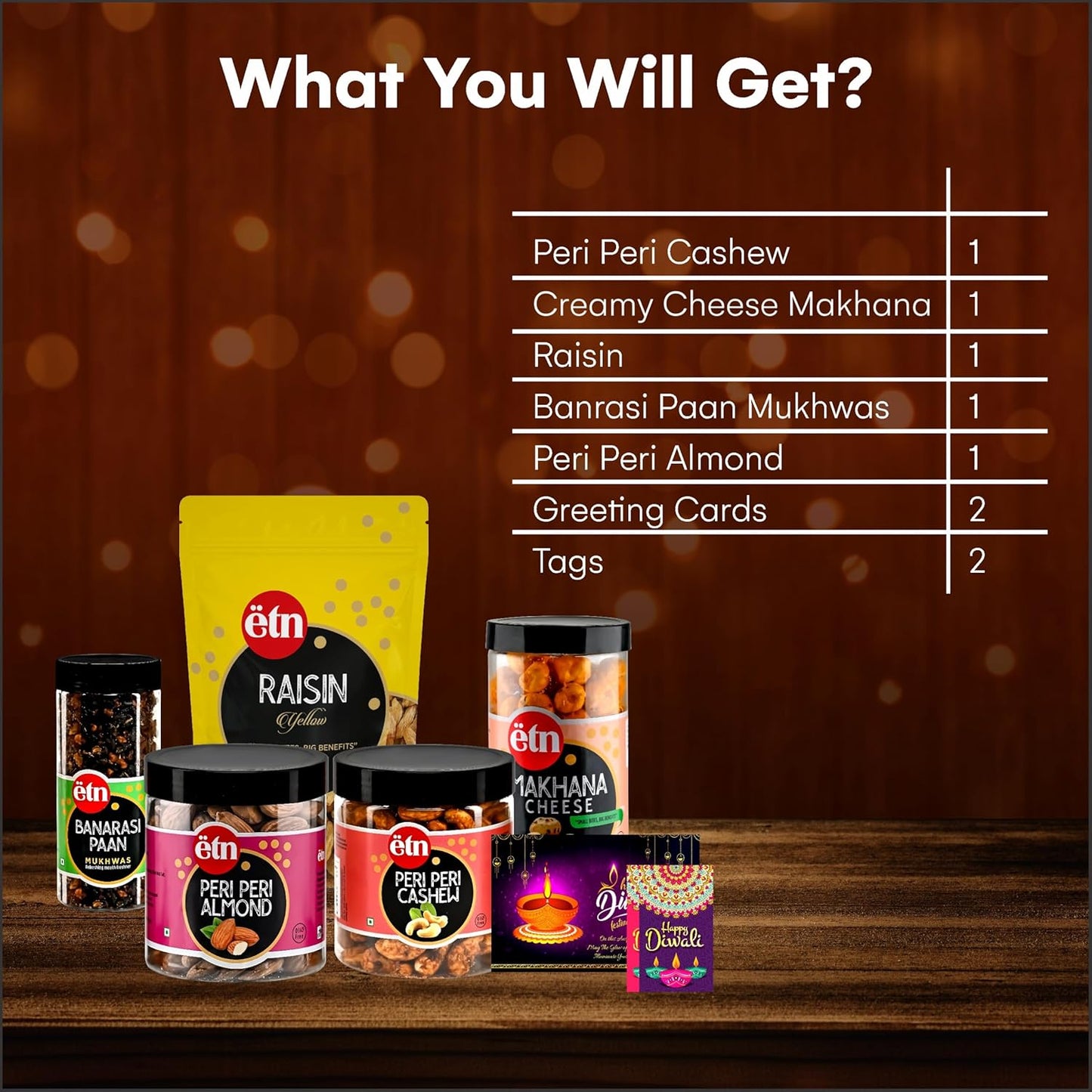 Diwali Dry Fruit Hamper with Cashew, Makhana, Almonds & Greeting Cards