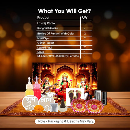 Diwali Gift Hamper | 8 Festive Items with Perfume, Diyas & Rangoli