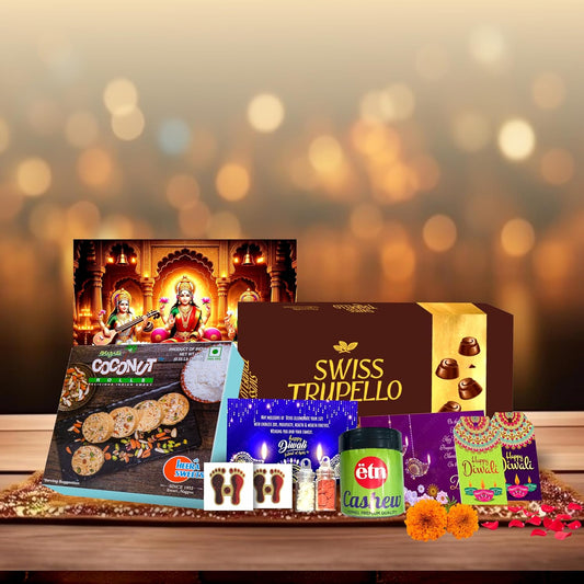 Diwali Sweets Hamper | 8 Festive Delights with Swiss Trupello, Coconut Son Roll & Dry Fruits