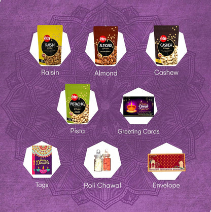 Diwali Dry Fruit Hamper – Snack & Sparkle Gift Box (8 Items)