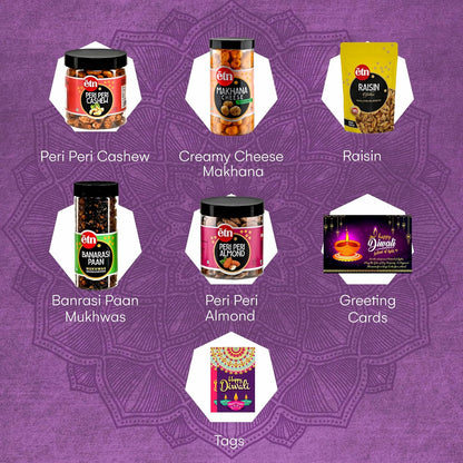 Diwali Dry Fruit Hamper with Cashew, Makhana, Almonds & Greeting Cards